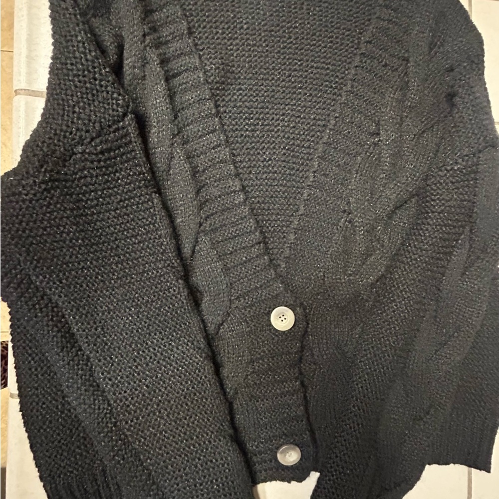 Black Knit Cardigan Sweater